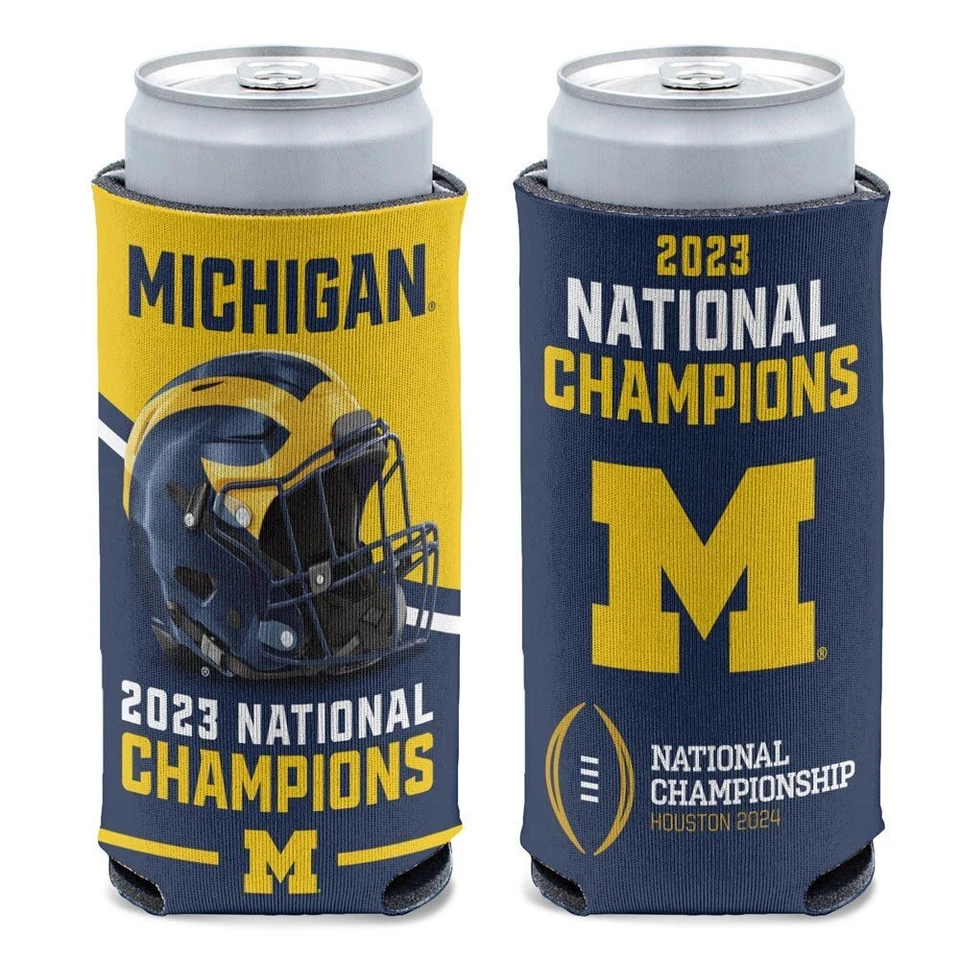 MICHIGAN WOLVERINES 2023 CAMPEONES NACIONALES 12oz. SOPORTE PARA LATAS DELGADO DE 2 CARAS WINCRAFT Foto 1 de 1