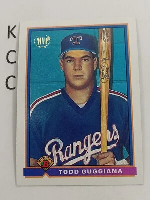 1991 Bowman Baseball #697 Todd Guggiana Texas Rangers MVP - Image 1 of 2