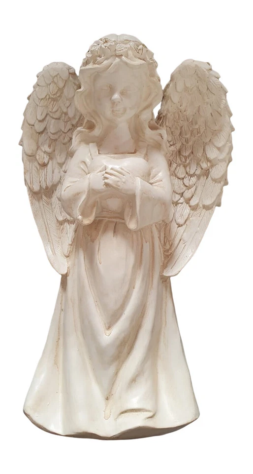 Solar Powered Angel Holding Heart Figurine LED Light Outdoor Garden Decor Statue - Image 1 of 4