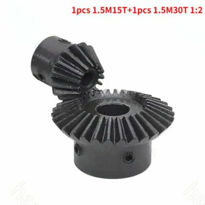 1.5Mod 90° Emparejamiento Engranaje Cónico 1:2 15T/30T Diámetro 5/8/10/12/15-20mm Llave - Imagen 1 de 8