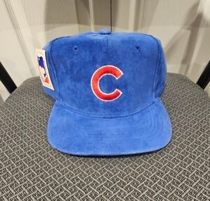 Vintage Chicago Cubs Leather Suede Snapback Hat Leathers by Universal OSFA