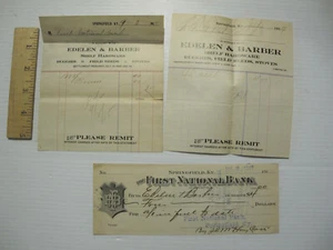3 PC LOT 1915 / 17 RECEIPTS ETC EDELEN & BARBER HARDWARE SPRINGFIELD, KENTUCKY - Picture 1 of 3
