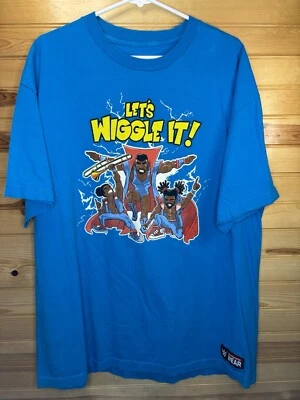 Camiseta WWE Authentic Wear The New Day "Let's Wiggle It" XXL Azul Lucha Libre Foto 1 de 4