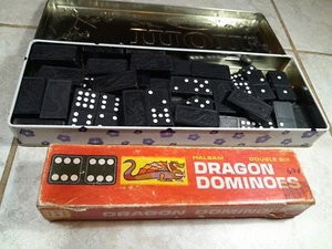 HALSAM Double Six DRAGON Domino's Lot Box Not Complete Lot Free Ship Vntg Wood - Picture 1 of 7