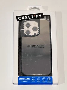 CASETiFY Mirror Case w/ Magsafe for iPhone 14 Pro - Silver with Black Bumper - Picture 1 of 3