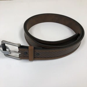 Danbury Belt Brown Metallic Buckle Leather Quilted Casual Big Tall Mens 50 - Picture 1 of 7