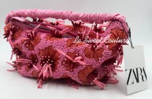 ZARA WOMAN NWT SS25 MINI BEADED BUCKET BAG CLUTCH PINK 6584/510/604 - Picture 1 of 3