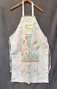 Vintage BBQ Apron Magic Chef Secret Recipes Cartoon Kitschy 50s - Picture 1 of 7