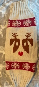 Oh Norman Reindeer Christmas Hand Knit Sheep’s Wool Dog Sweater XL Kaley Cuoco - Picture 1 of 5