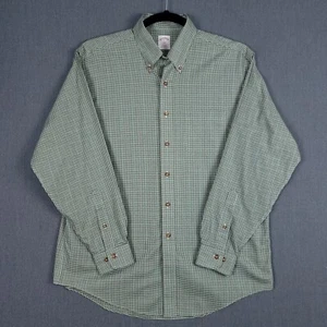 Brooks Brothers Shirt Mens Large Green Plaid 346 Original Polo Button Up - Picture 1 of 10
