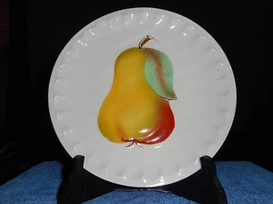Vintage PEAR Fruit Dessert Plate Hand Painted Porcelain Relief Germany c.1950 - Picture 1 of 7