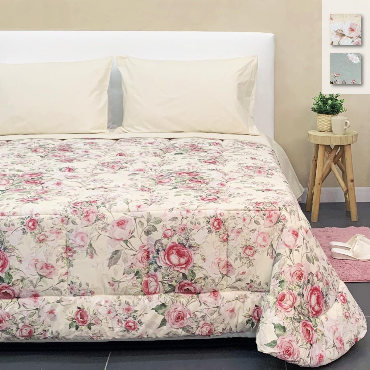 Trapuntino Matrimoniale A Cuoricini - Microfibra Leggera, 250x250 Cm, Tortora - Foto 4