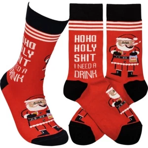Ho Ho Holy Sh*! I Need A Drink Santa Weihnachtssocken - Bild 1 von 5