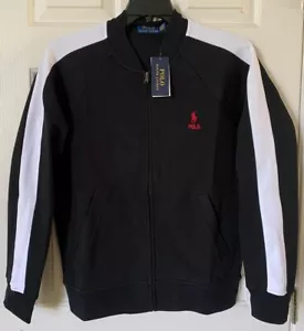 $148 NWT Mens Polo Ralph Lauren Double Knit Mesh Baseball Track Jacket Black - Picture 1 of 3