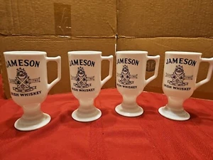 Jameson Irish Whiskey Milk Glasses Pedestal Footed Mug Chalice 4pk - Picture 1 of 5