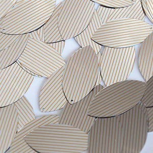 Sequin Navette Leaf 1.5" Orange Silver Pinstripe Metallic Couture Paillettes - Picture 1 of 2