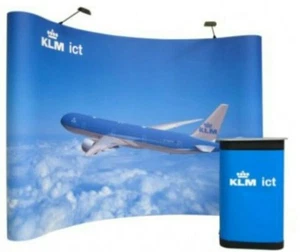 PROFISET Popup Messewand 3x3 + Messetheke rund + Rollup-Banner inkl. Druck - Bild 1 von 4