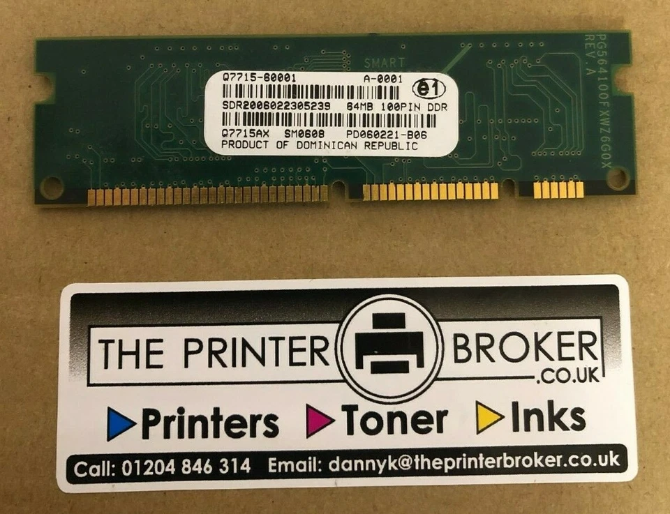 HP LaserJet 4250 Series 64MB 100 Pin DDR DIMM Q7715-60001 Q7715AX - Image 1 of 1
