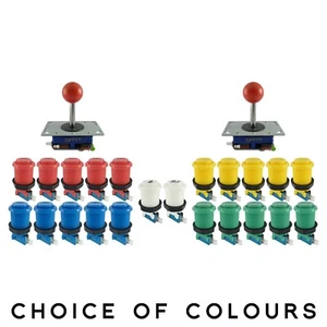 Kit de control arcade para 2 jugadores 2 joysticks con tapa de bola 22 botones - todos los colores - Imagen 1 de 24