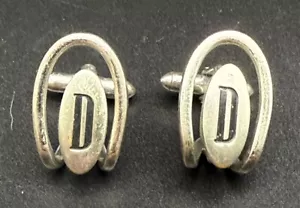 VTD D Monogram Initial Letter Font Name Vintage SWANK Cuff Links MCM. H7 - Picture 1 of 6