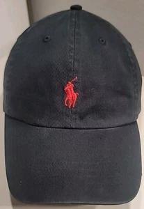 Vintage Polo Ralph Lauren Hat Cap Black & Red Pony One Size Casual Cotton Dad - Picture 1 of 7