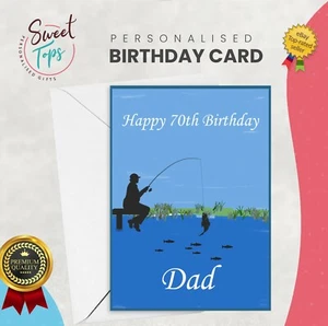PERSONALISED A5 BIRTHDAY CARD FISHING THEME | ANY NAME | AGE - Picture 1 of 1