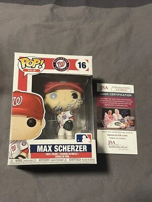 MAX SCHERZER SIGNED AUTOGRAPH FUNKO POP FIGURE WASHINGTON NATIONALS JSA COA RARE - Image 1 of 3