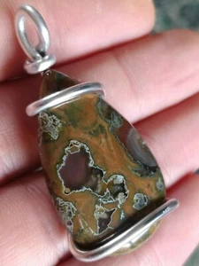 Rhyolite Jasper pendant natural brown teardrop stone crystal mineral handmade - Picture 1 of 11