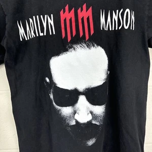 Camiseta de Colección Marilyn Manson Camisetas Profesionales Medianas Negras Cara Grande Gráfico Deletreado - Imagen 1 de 17