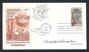 Rudolph Wendelin - Künstler - signierte "Smokey Bear" Skizze auf FDC - Autogramm - Bild 1 von 6