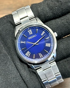Seiko Solar V131-0AG0 Men's Blue Dial Quartz Men's Watch 37mm japan b121 - Picture 1 of 19