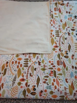 baby blanket handmade Soft Cozy Flannel Reversible Nursing Ivory Farmhouse  - Image 1 of 4