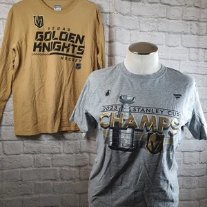 Lotto 2 Fanatics Vegas Golden Knights Uomo Grande Manica Lunga + T-Shirt SC Champ - Foto 1 di 9