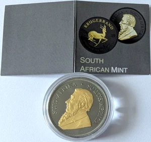Süd Afrika 1 Rand Krügerrand 2019 Silver 1OZ  Black Ruthenium Gold Silber - Bild 1 von 3