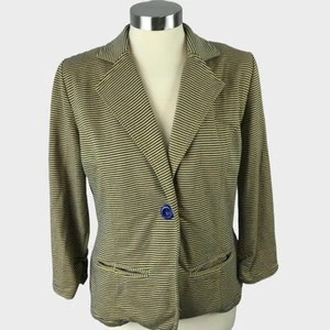 Tulle Womens M Button Front Jacket Blue Yellow Stripe Cotton Polyester - Picture 1 of 7