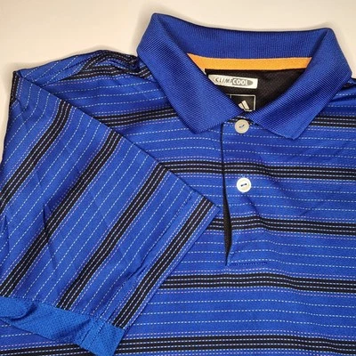 ADIDAS CLIMACOOL PERFORMANCE GOLF POLO SHIRT ROYAL BLUE BLACK BOYS SMALL - Image 1 of 4