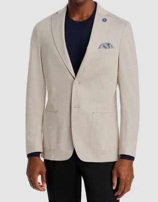 Chaqueta Abrigo Deportivo Hart Schaffner Marx Para Hombre Beige A Cuadros Sin Estructura Talla 46R Foto 1 de 2