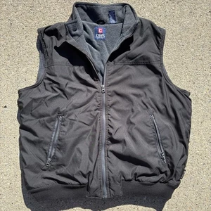 Chaps Mens Vest Black Fleece Lined Full Zip Sleeveless Jacket XL - Picture 1 of 4