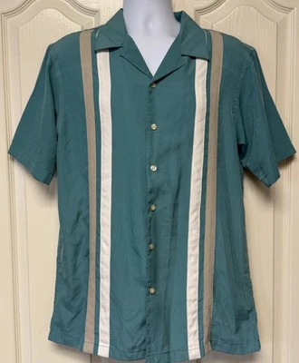 Camisa de campamento de bolos retro verde blanca David Taylor vintage Y2K poliéster mediana Foto 1 de 4