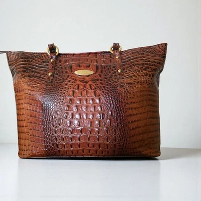 Brahmin Medium Asher Toasted Melbourne Croc Embossed Tote Leather Bag - Image 1 of 4