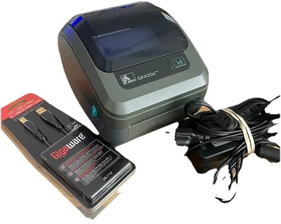 Zebra GK420d USB Ethernet Label Thermal Printer GK42-202210-000 w/ Adapter - Image 1 of 4