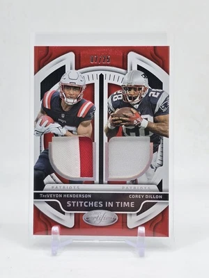 2025 Certified Treveyon Henderson Corey Dillon Stitches In Time /25 Dual Patch - Image 1 of 2