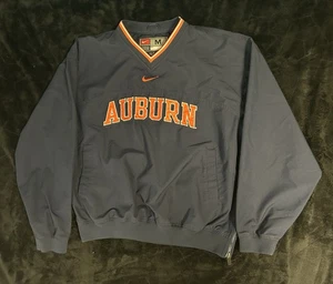 VTG Nike Auburn Tiger Pullover Men’s M Navy Center Swoosh Windbreaker Sweatshirt - Picture 1 of 9