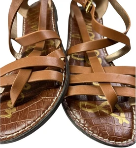 Sam Edelman Shoes Womens Size 7 Brown Gladiator Sandals Leather Strappy Zip Flat - Bild 1 von 10