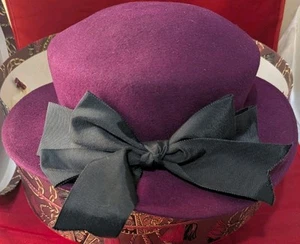 Vintage Retro Splendora Large Brim Purple Chapel Chartweel Hat 1960s Size 7 - Picture 1 of 3