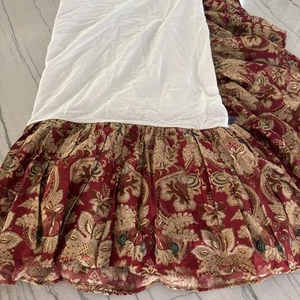 Falda Cama Ralph Lauren Jardiniere King 100% Algodón Rojo Dorado 13" Gota Hecha en EE. UU. - Imagen 1 de 8