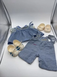 Original 80er Cabbage Patch Kinder Kleidung Schuhe Gingham Overall Junge Mädchen Vintage - Bild 1 von 8