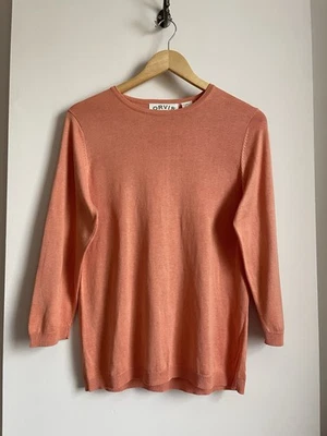 Top jersey vintage para mujer Coral Orvis mezcla de seda y lino 3/4 talla 10-12 Foto 1 de 4