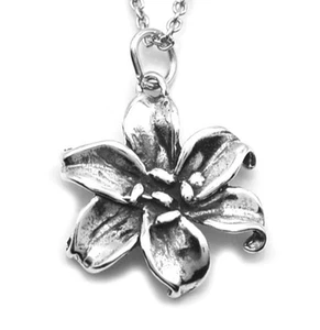 Sterling Silver Lily Flower Charm Necklace - Picture 1 of 4