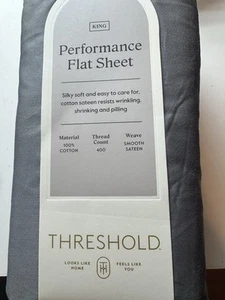 ⚡️Threshold 400 Thread Count Performance Flat Sheet Gray - King - Picture 1 of 2